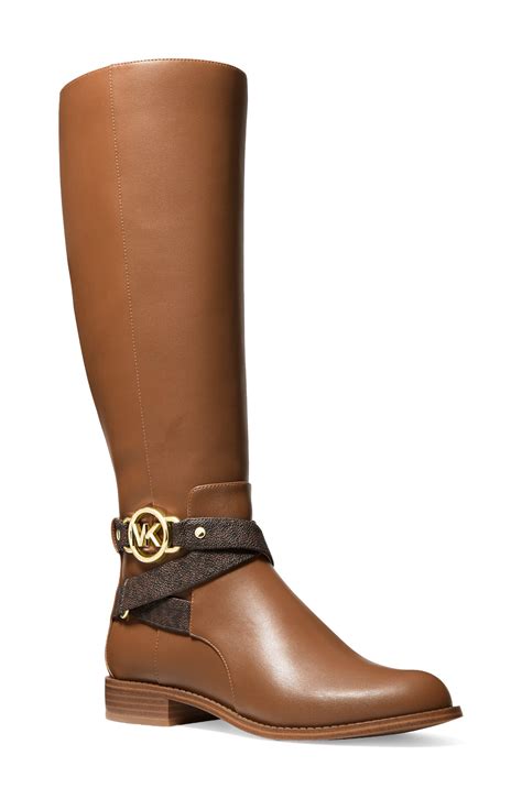 womens michael kors brown leather round toe buckle high boot|rory Michael Kors boots.